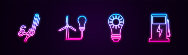 设置线签名灯泡与风力发电机图片下载