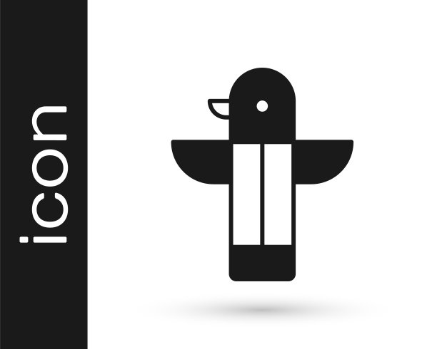 黑色的加拿大图腾柱图标孤立在白色的背景。向量图片下载