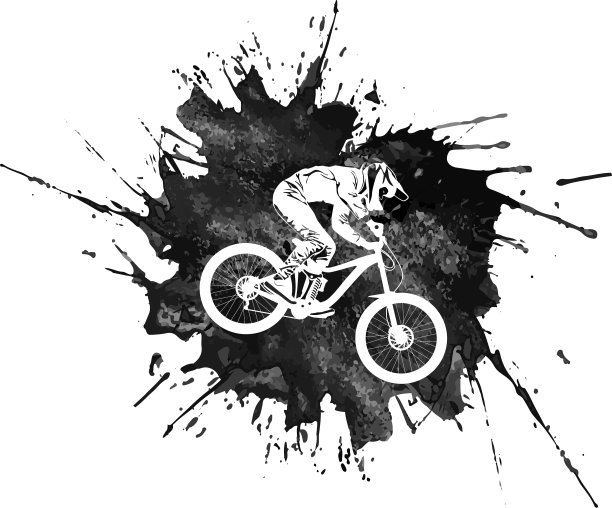 剪影一个骑山地车的人图片下载
