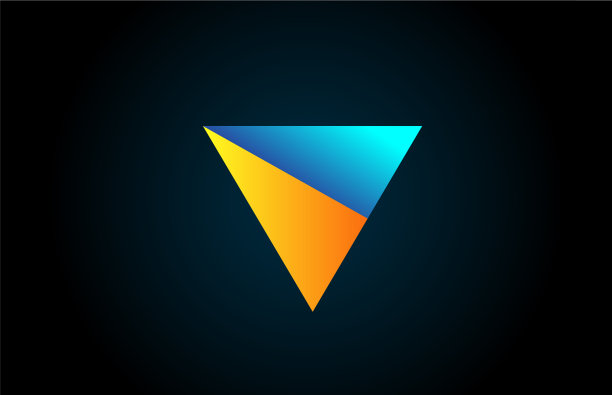 蓝黄v字母字母图标为标志图片下载