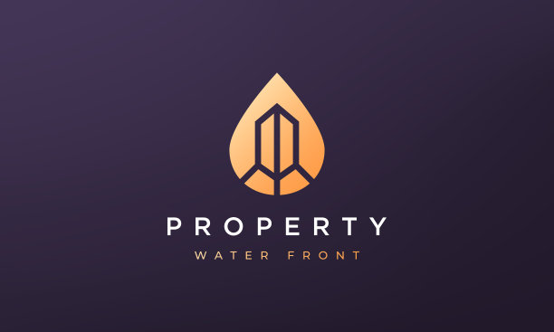 抽象的属性和水的标志概念，简约而现代的风格图片下载