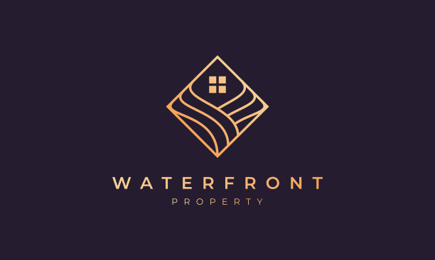 代理物业标志用方形线条构成海浪图片下载