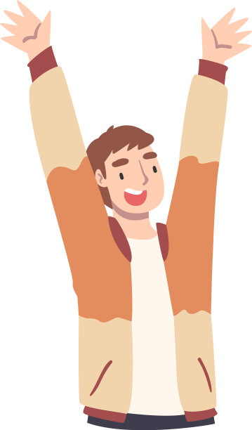 快乐的男孩举起双手微笑的男人穿着图片下载