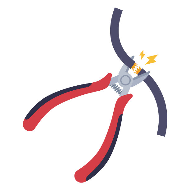 红色的线剪正在剪电缆图片下载