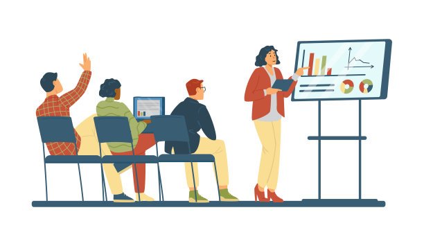 会议概念，业务演示，平面矢量插图培训图片下载