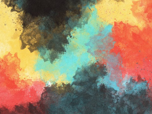 水彩手绘抽象蓝黄红黑背景。用于海报，印刷，卡片，明信片，模板，庆祝，节日，旗帜图片下载