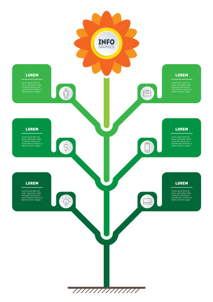 有叶和花发育的程式化的植物图片下载