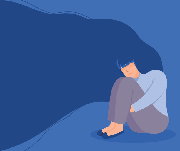 可怜的女孩坐在那里，抱着膝盖图片下载