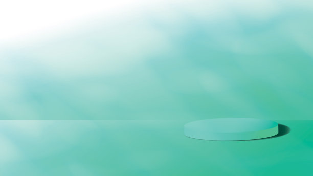 圆筒基座在绿色水彩背景。三维向量图片下载