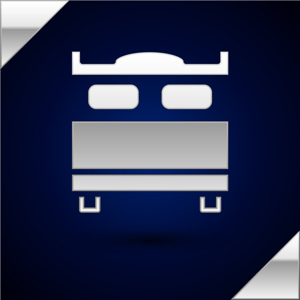 银色的卧室图标孤立在深蓝色图片下载