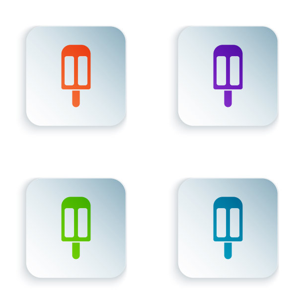 彩色冰淇淋图标孤立在白色的背景图片下载