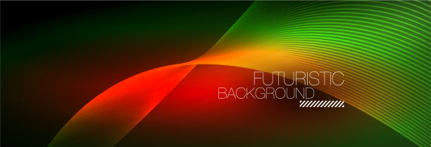 抽象的霓虹灯在黑暗中发出波浪般的光图片下载