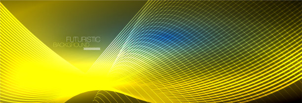 抽象的霓虹灯在黑暗中发出波浪般的光图片下载