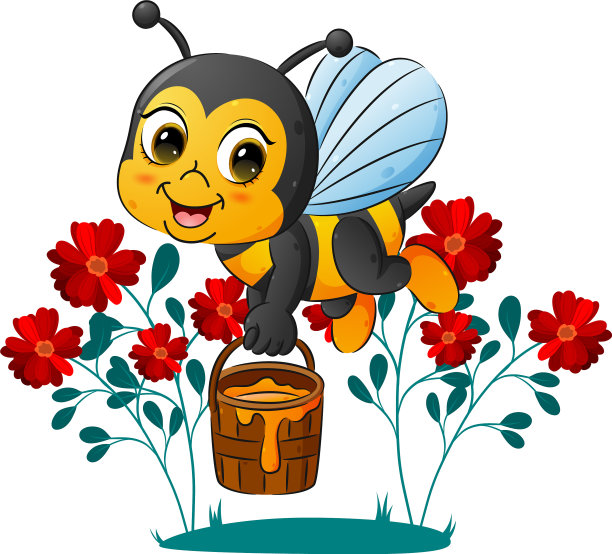 可爱的蜜蜂正捧着一桶蜂蜜在里面图片下载