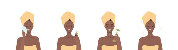 面部按摩是非洲女性做美容的步骤图片下载