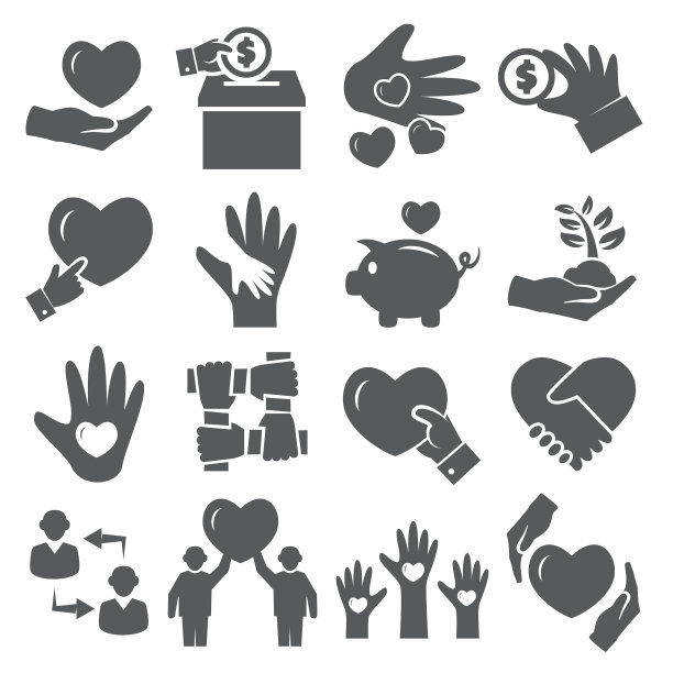 捐赠图标设置在白色背景图片下载