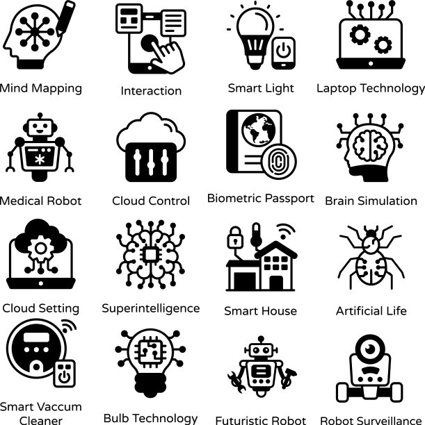 包技术和智能设备字形图标图片下载