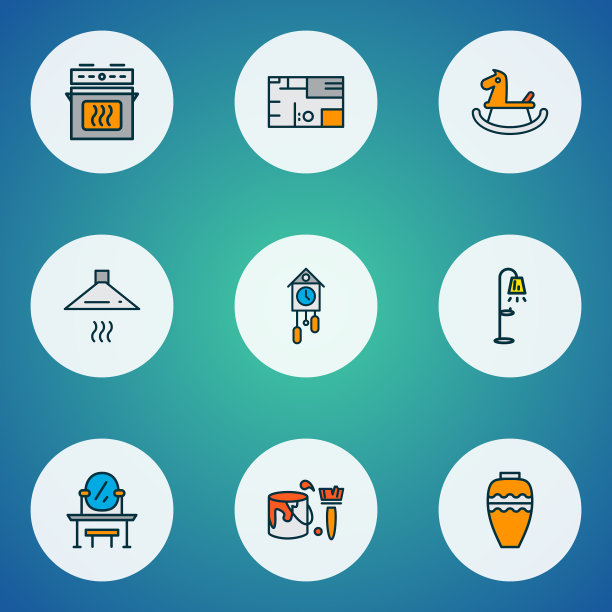 家装图标用彩色线条设置图片下载