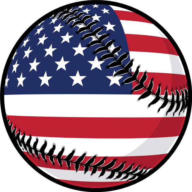 棒球与美国国旗标志图片下载