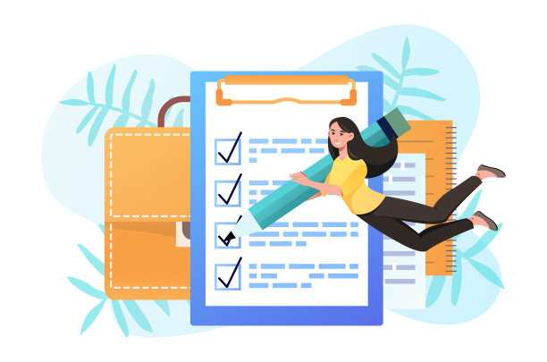 年轻微笑的女性角色正在策划图片下载