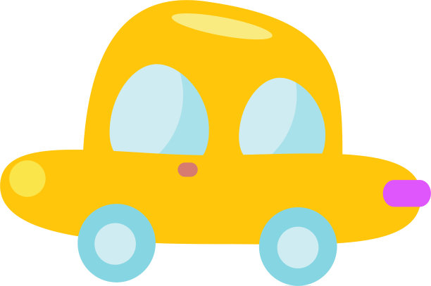黄色汽车玩具幼儿孤立的剪贴画图片下载