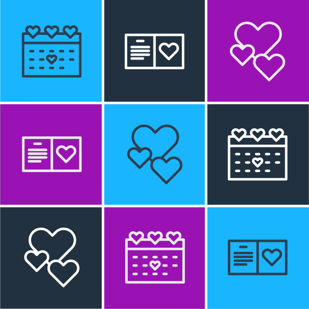 用爱心和情人节设置行日历图片下载