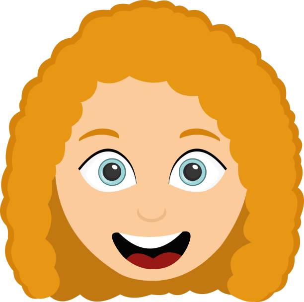 矢量表情插图卡通的一个女人的头与快乐的表情和微笑图片下载