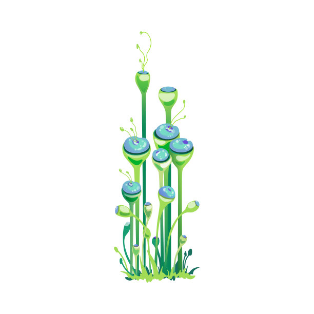 奇异奇异的神奇植物或蘑菇卡通图片下载