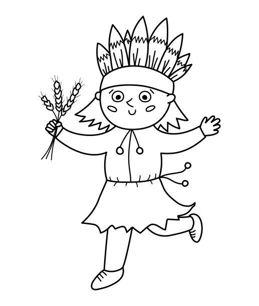 感恩节印第安男人矢量图图片下载