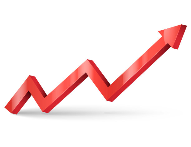 红色箭头。3d UP财务图隔离在白色背景上。矢量插图。图片下载