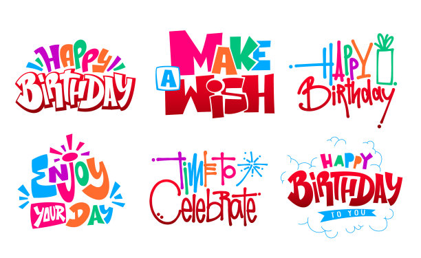 生日快乐集手写设计图片下载