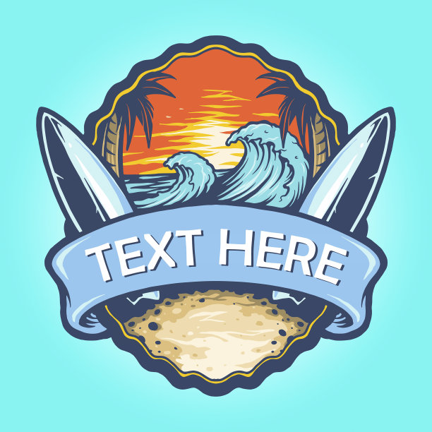 冲浪板标志景观Vintage Vector插图为您的工作标志，吉祥物商品t恤，贴纸和标签设计，海报，贺卡广告业务公司或品牌。图片下载