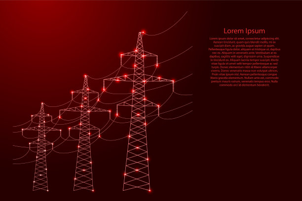 电力线金属塔与电线从红线图片下载