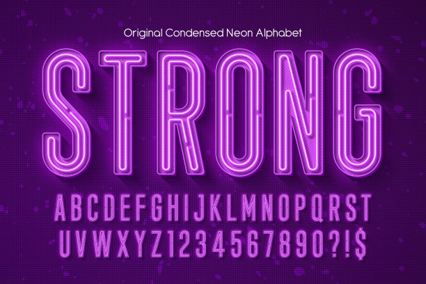 霓虹灯3d字母额外发光的现代类型图片下载