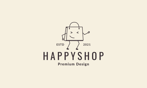 线卡通购物袋微笑标志符号图标图片下载