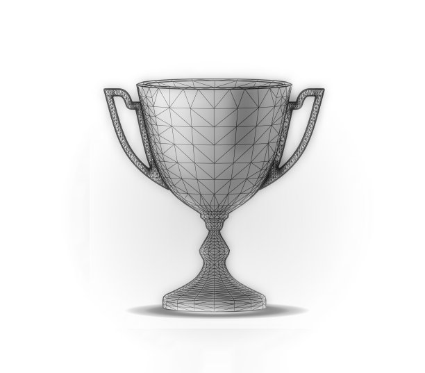 奖杯与白色背景上的多边形网格图片下载
