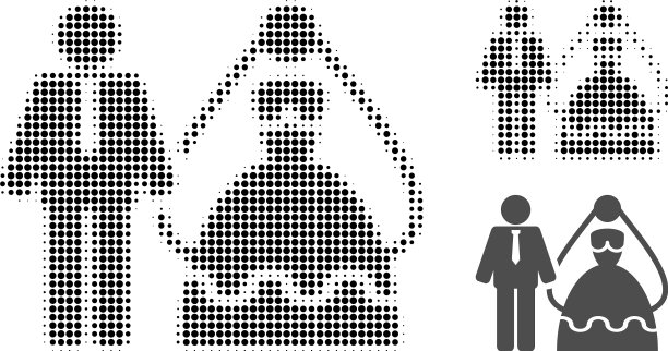 新娘和新郎半色调点图标图片下载