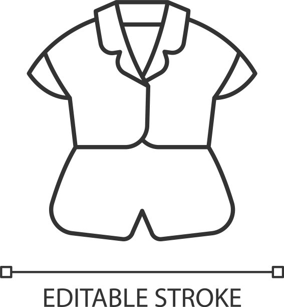 丝绸上衣和短裤线性图标图片下载