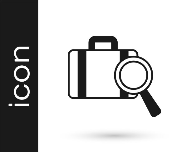 黑色航空服务寻找丢失行李图标图片下载