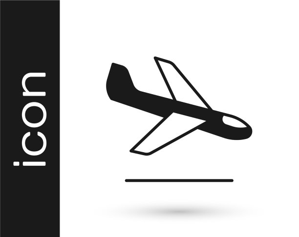 黑色飞机着陆图标孤立在白色图片下载