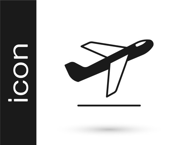 黑色飞机起飞图标孤立在白色图片下载