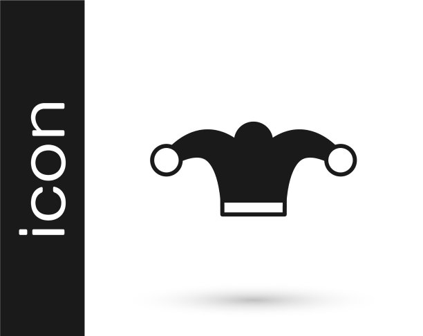 黑色小丑帽与铃铛孤立在白色图片下载