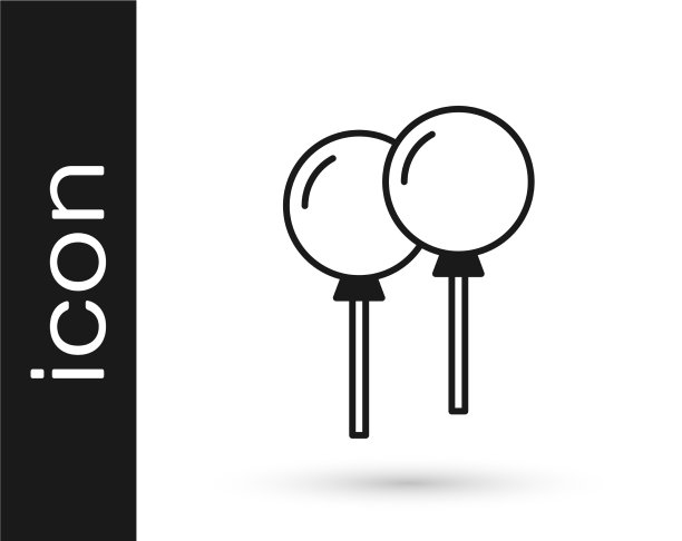 黑色气球与丝带图标孤立在白色图片下载