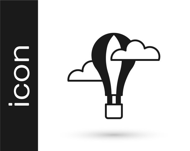 黑色热气球图标孤立在白色图片下载