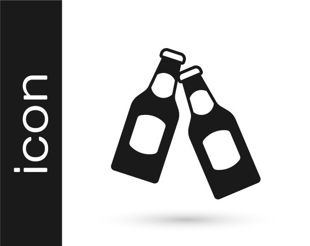 黑色啤酒瓶图标孤立在白色图片下载
