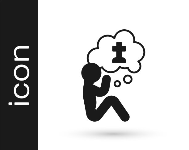 黑人坟墓葬礼悲伤图标孤立图片下载