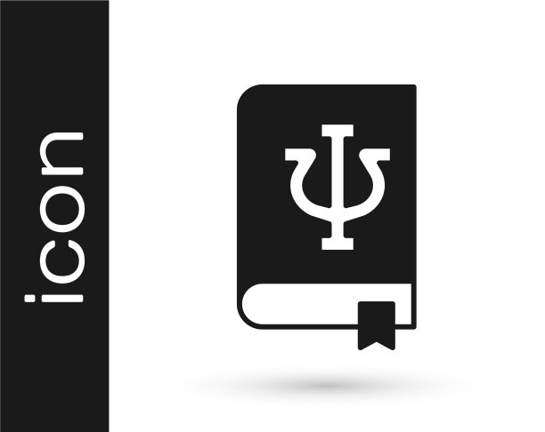 黑色心理学书图标孤立的白色图片下载