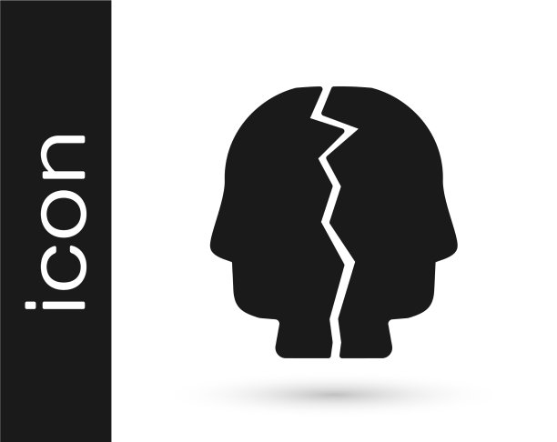 黑色双相情感障碍图标孤立在白色图片下载