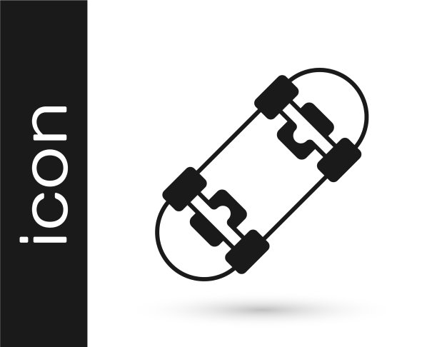 黑色滑板图标孤立在白色背景图片下载