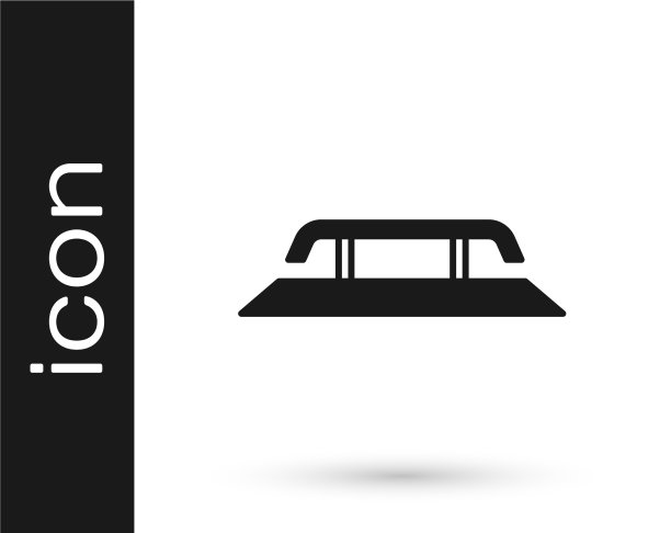 黑色滑板楼梯与轨道图标孤立上图片下载